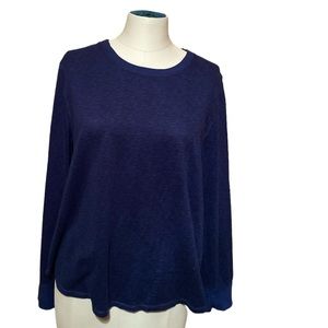 SOFT SENSATIONS large navy heathered crew neck pullover Large EUC